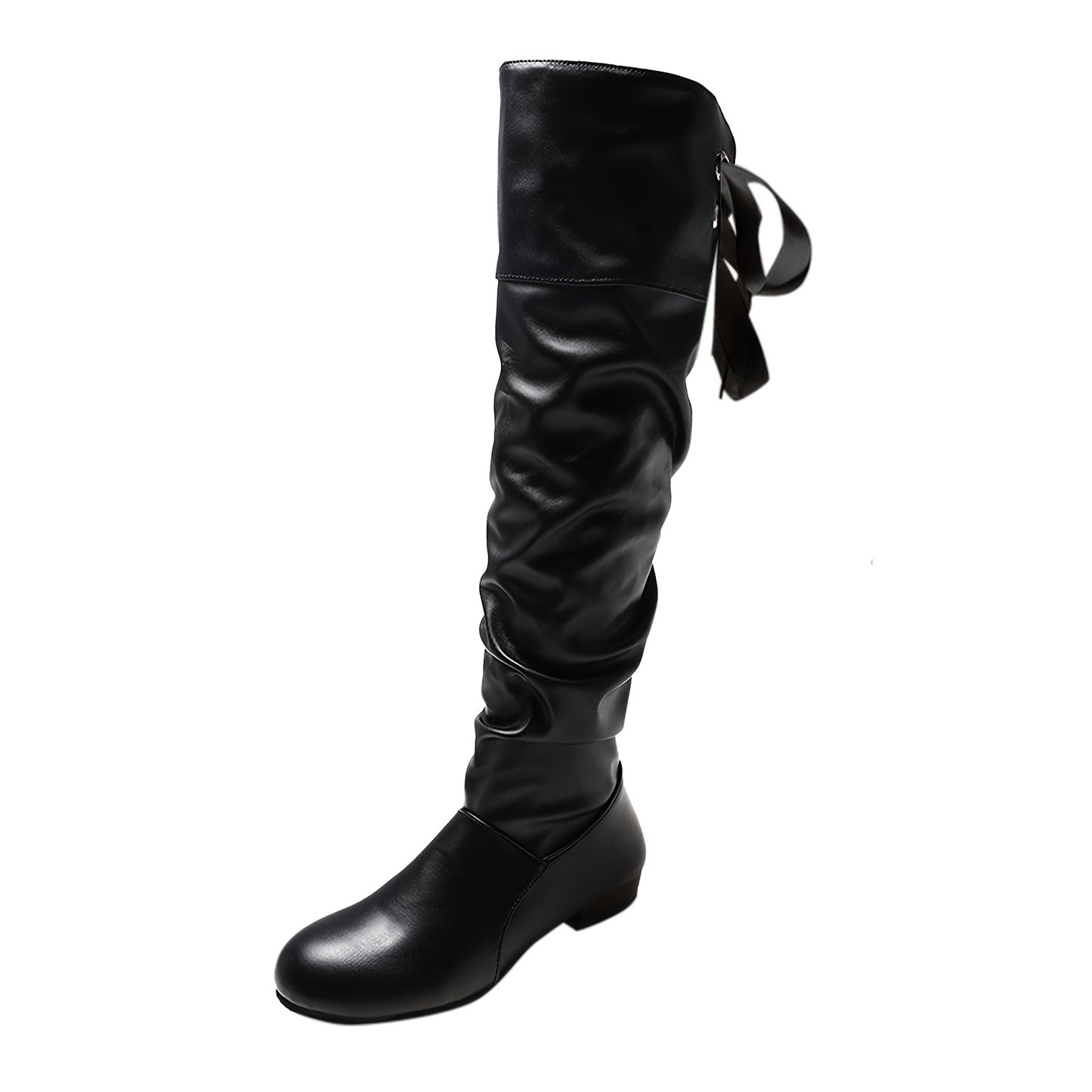 [Knee-High Boots with Bow Detail] [Comfortable Boots] , Available in White, Black, Red