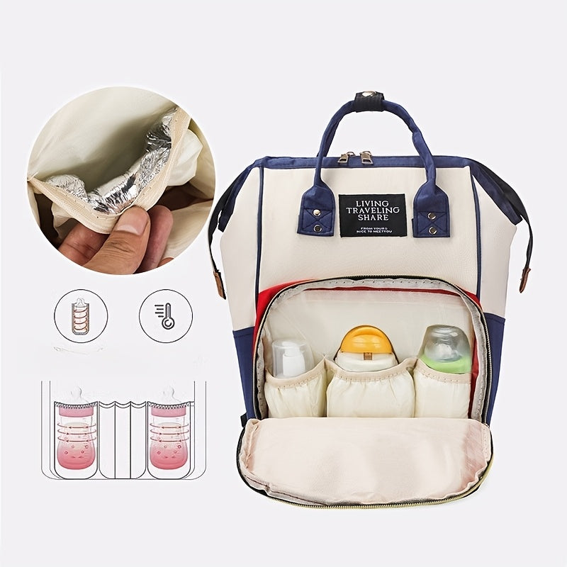 1pc Mommy Multi-Functional Backpack, Large Bag with Utility Pocket, Waterproof Oxford Cloth,