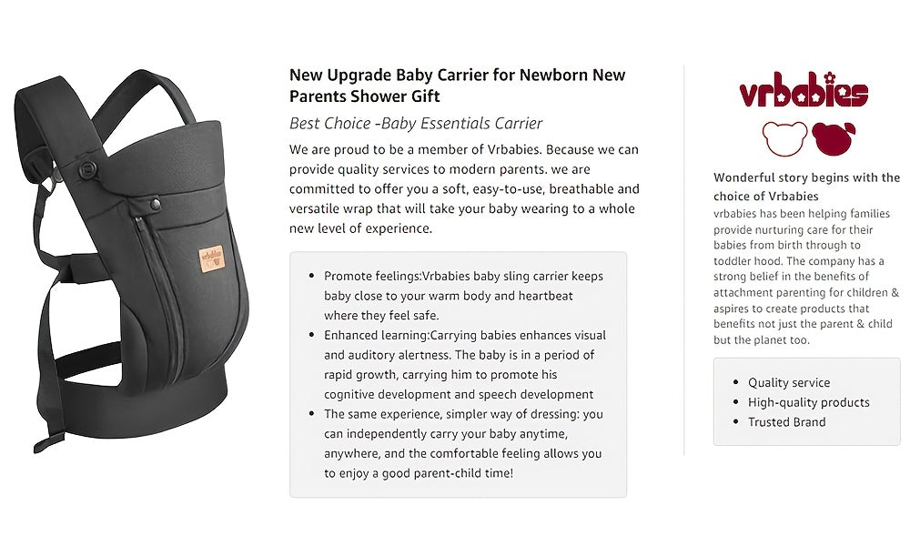Baby Carrier Newborn Toddler Wrap Carrier Perfect For Infants Chest Sling For Babies Gift