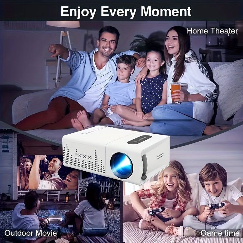 3000+ Lumens Vivid HD Home Theater Projector - Portable Mini Projector for Outdoor Movie Nights with 1080P Resolution, Built-in Audio, and Multi-Interface Connectivity for Smartphone, USB, SD Memory Card, HDTV, AV, and USB De