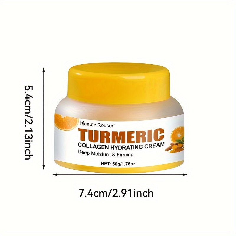 Turmeric & Collagen Hydrating Cream - 1.76oz | Deep Moisture for All Skin Types | Vitamin C & Niacinamide Infused