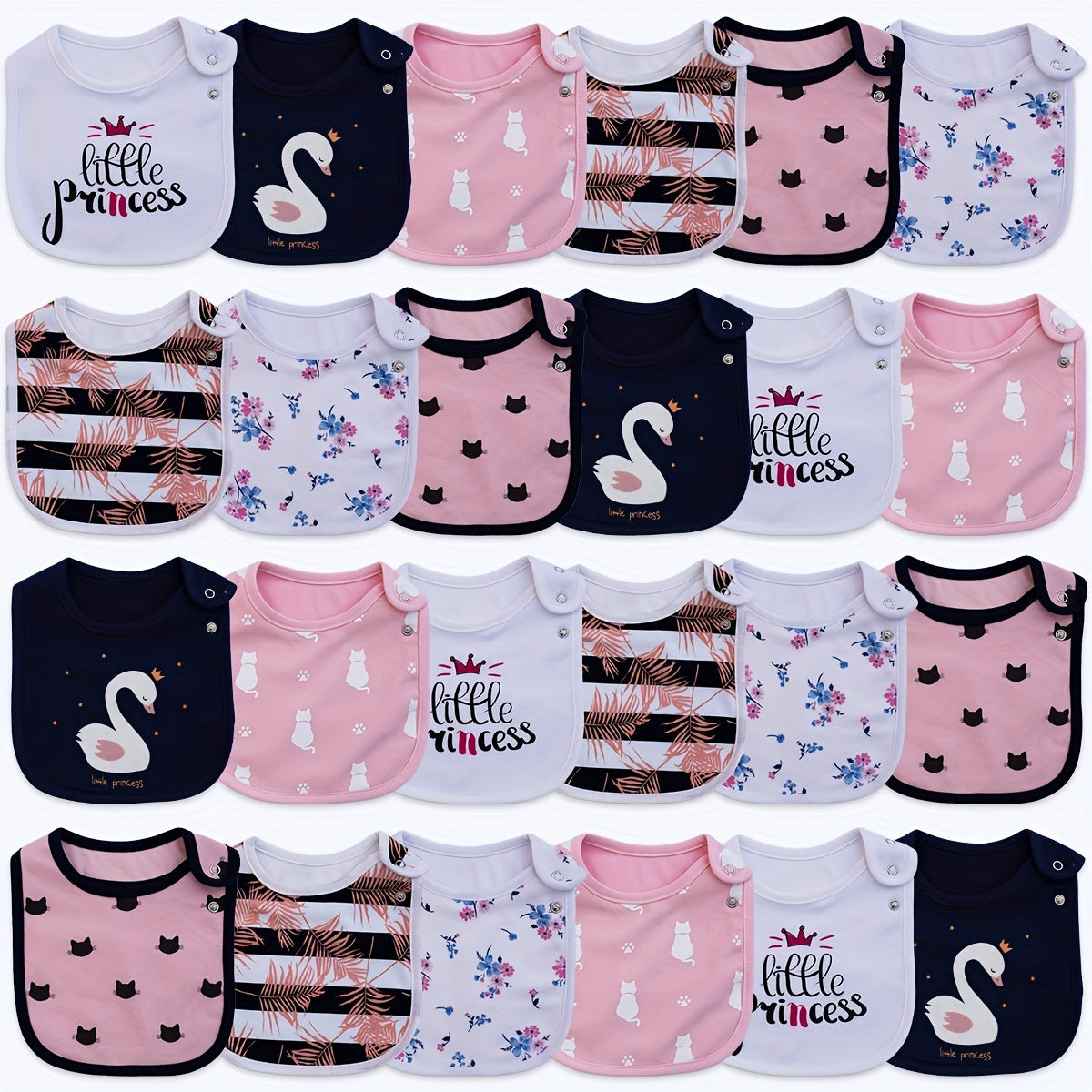 12pcs Of 4 Baby Bibs, Absorbent, Breathable, Adjustable Snap Bibs, Perfect For Boys And Girls,