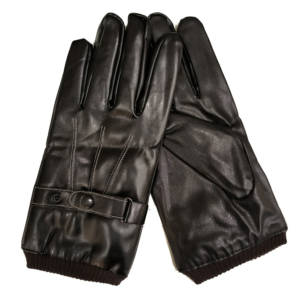 Touchscreen-Compatible Winter Gloves - Waterproof, Windproof Faux Leather with Fleece Lining for Extra Warmth