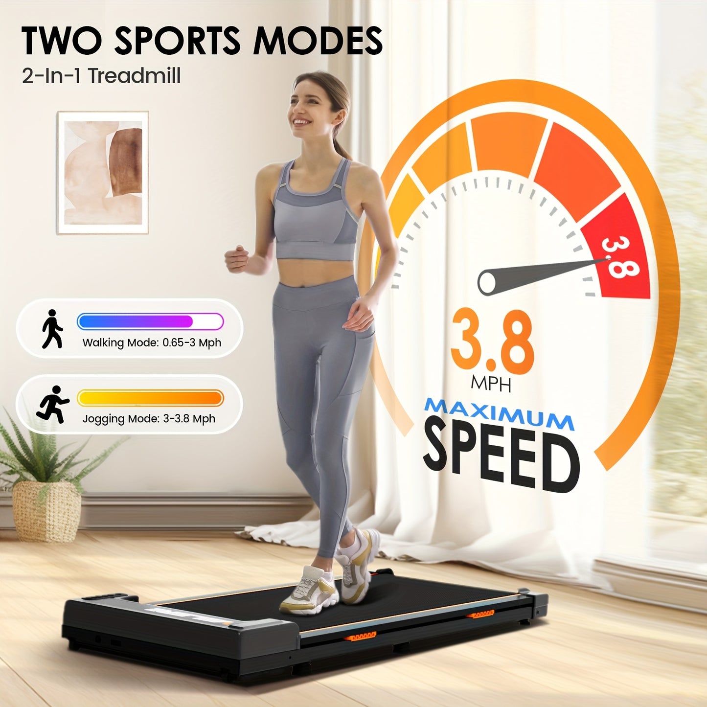 ProWalk - Premium Under Desk Walking Mat Treadmill with Remote Control, LED Display, and Space-Saving Design for Home and Office Fitness