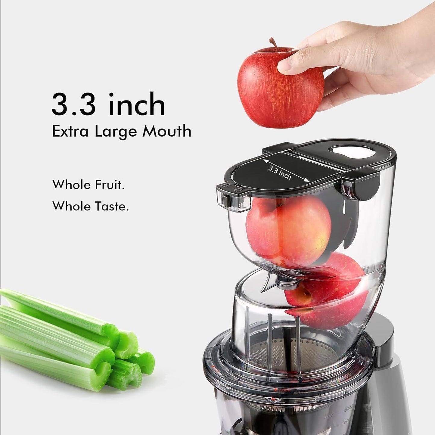 1pc  Juicer, Stainless Steel & Food Grade PP, 110-130V US Plug, No Battery - Gray