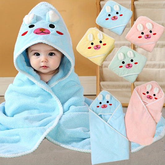 Soft Cartoon Animal Swaddling Blanket Set for Babies 0-3 Years - Reinforced Edge, Ideal for Bath Towel, Stroller Nap Blanket - 31.5x31.5 Inches - Machine Washable