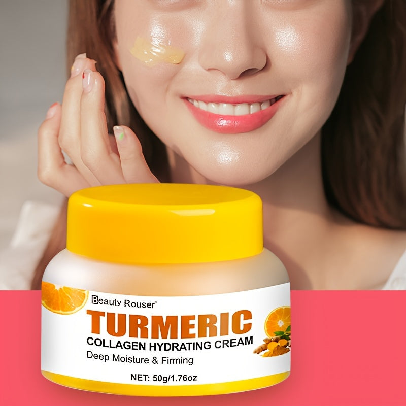 Turmeric & Collagen Hydrating Cream - 1.76oz | Deep Moisture for All Skin Types | Vitamin C & Niacinamide Infused