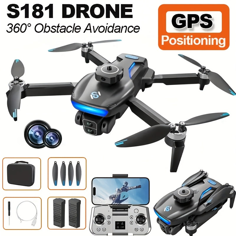 Dual Camera GPS Drone With Wi-Fi, Auto-Return, 1080p Video, Outdoor Quadcopter For Beginners, 20 Minutes Flight On Batteries, 110 Meter Altitude, 800 Meter Range - Great For Aerial Photography And Gifts (Dual Batte