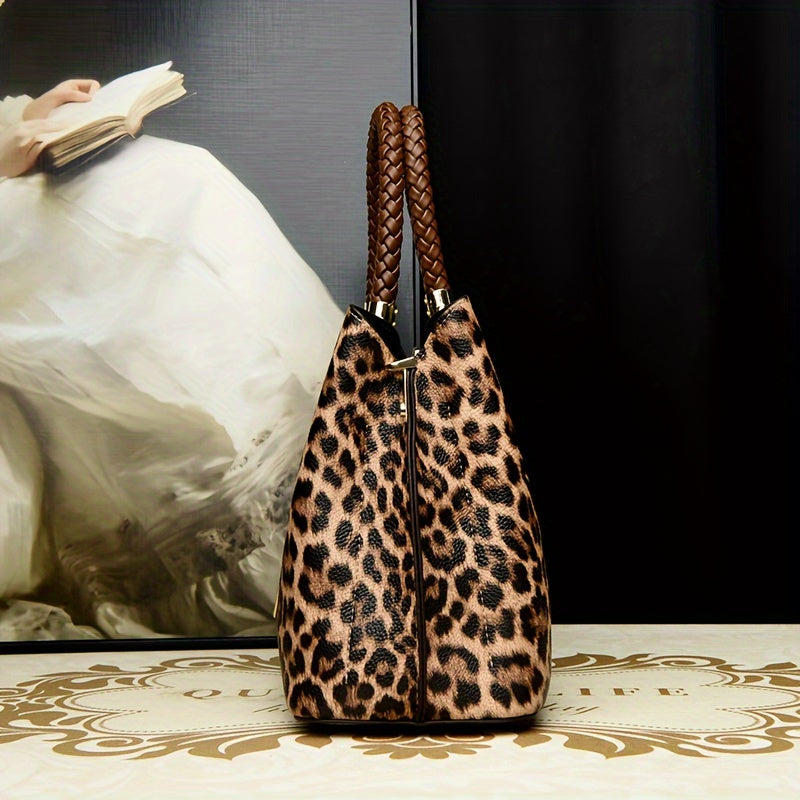 Elegant Vintage Leopard Print Ladies Handbag - Fashionable High-end Women's Bag, High-end Quality Crossbody