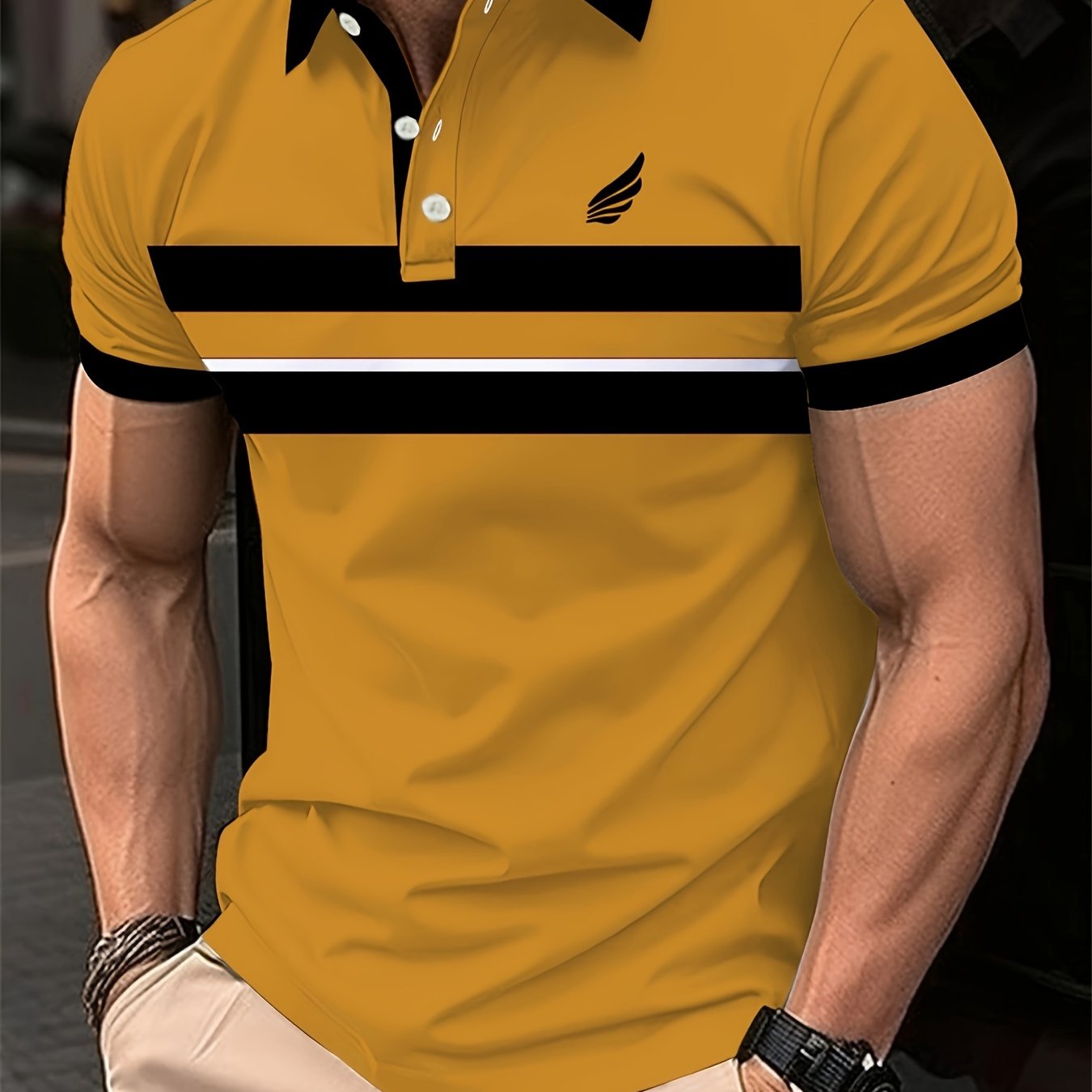 Mens Vibrant Color Block Polo Shirt - Comfortable Short Sleeve Golf Shirt