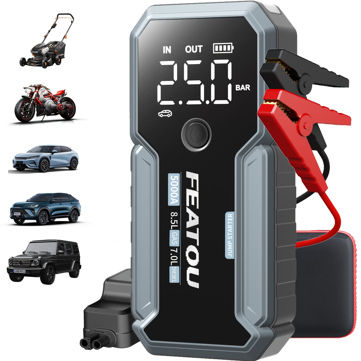 FEATOU Car Jumper Starter Portable- 5000A Peak Jump Starter With Quick Charge