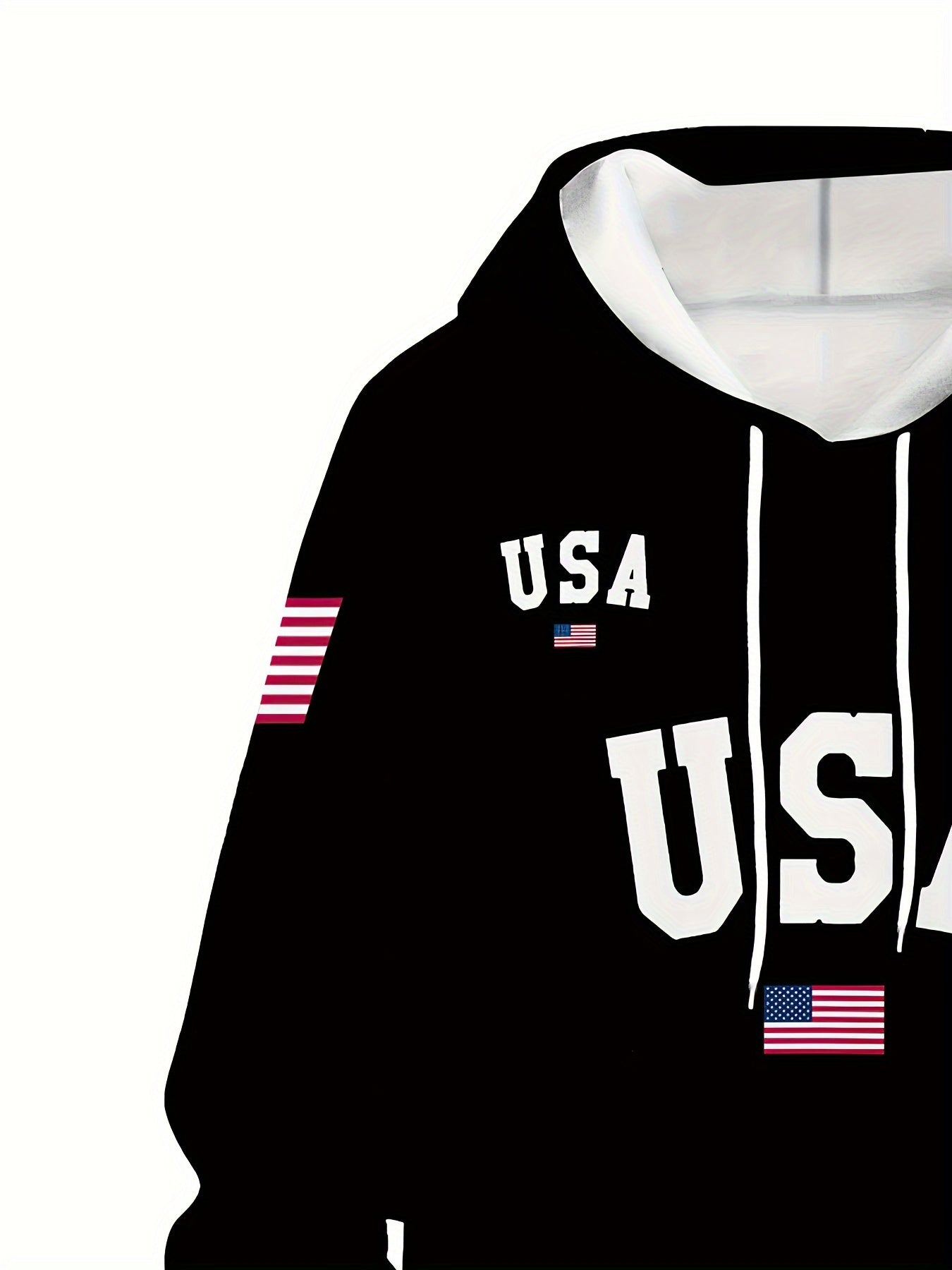 USA Letter Print Casual Hooded Sweatsuit Set for Men - 100% Polyester Long Sleeve Hoodie and Drawstring Joggers with Slight Stretch - Spring/Fall Outdoor Leisure Tracksuit