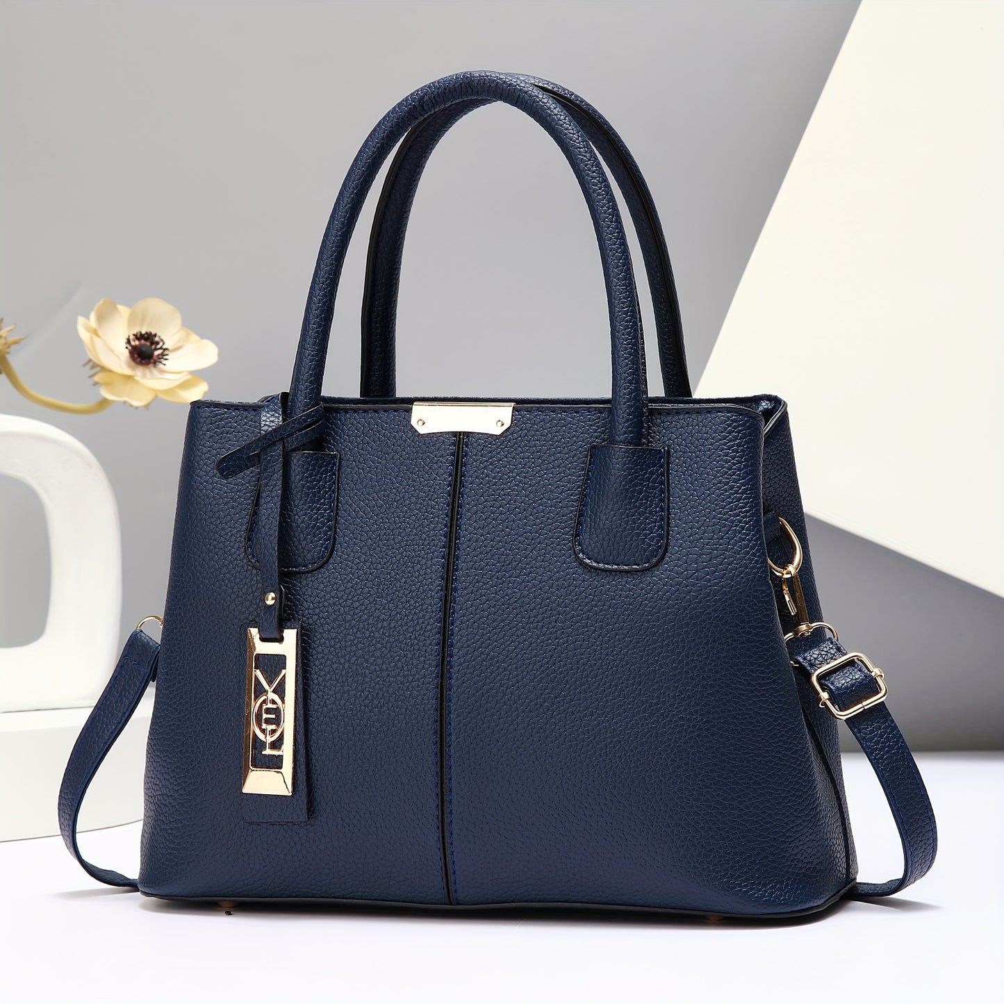 1pc  Leather Tote Bag for Women, Fashion Shoulder Handbag with Fixed Strap,