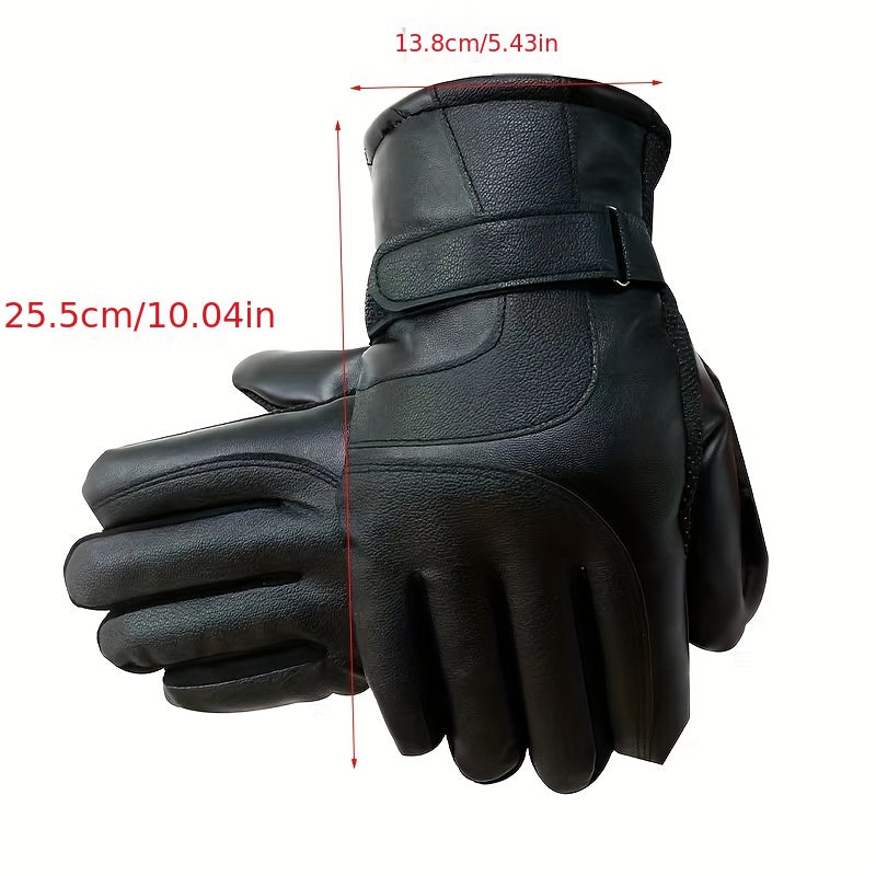 1 Pair Elegant Men'S-Thermal Gloves- black polyester