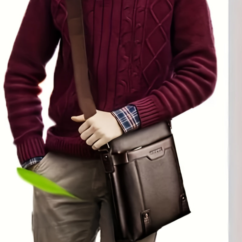 Men'S Fashion Shoulder Bag Casual Style with Adjustable Strap, Faux Leather Material for Daily Commuting