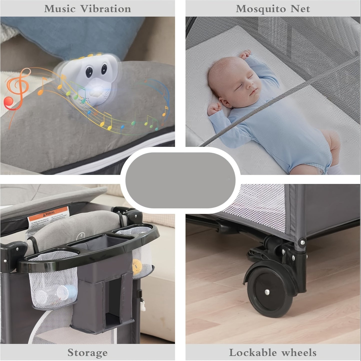 5 In 1 Baby Bassinet Bedside Sleeper - Beside Bassinet With Diaper Changer, Mattress, Bedside Crib With Storage,