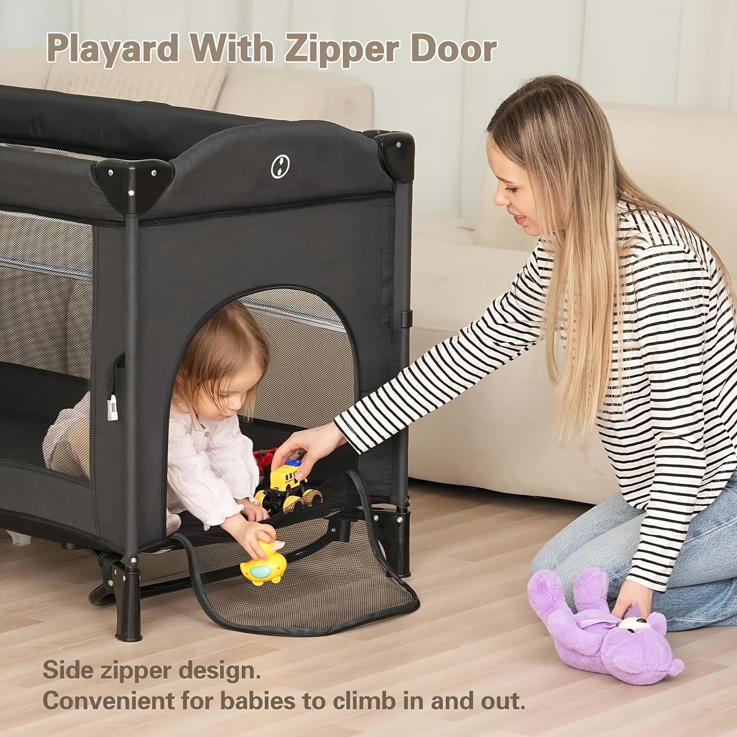 5 in 1 Baby Bassinet Beside Sleeper, Pack and Play Bassinet, Multifunction Portable Playard with Bassinet Crib,