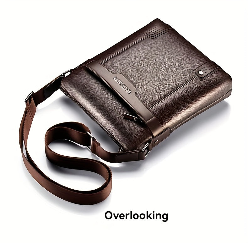 Chic Vintage-Inspired Women's Faux Leather Messenger Bag - Waterproof, Business-Style Crossbody Briefcase with Polyester Lining, Perfect for Work & Casual Use, Available in Deep Brown/Black