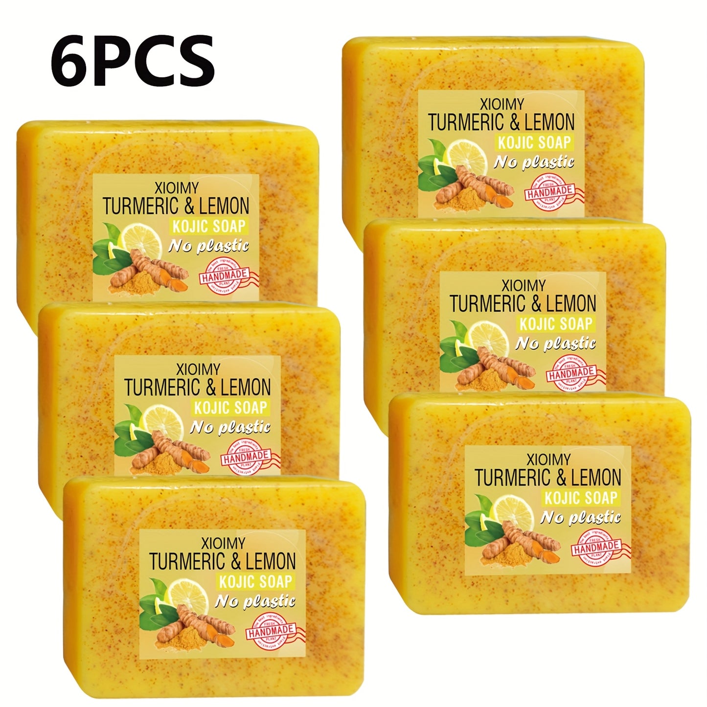 6pcs Turmeric And Lemon Cleansing And Brightening Soap, Deep Cleans The Face And Body Skin,