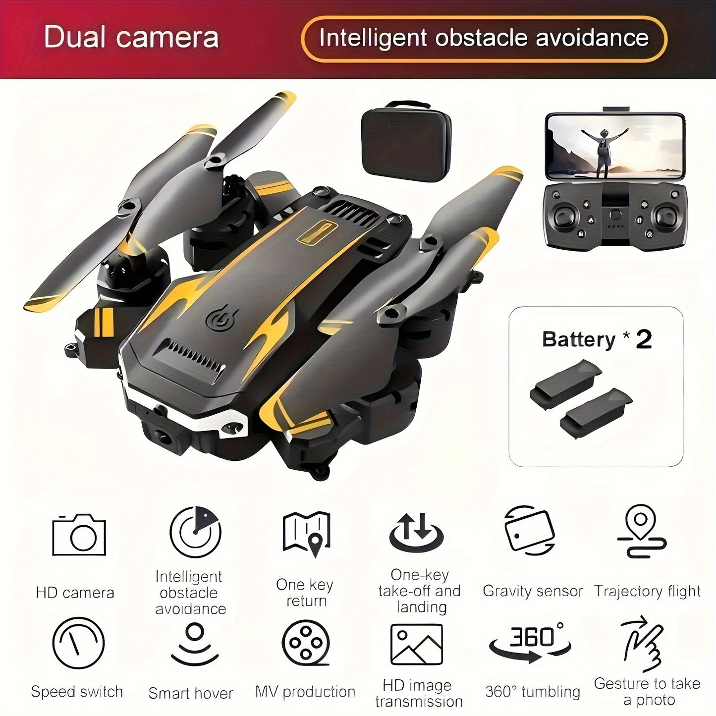 RC Drone Dual Camera Double Folding Quadcopter with Altitude Hold Remote Control Toy