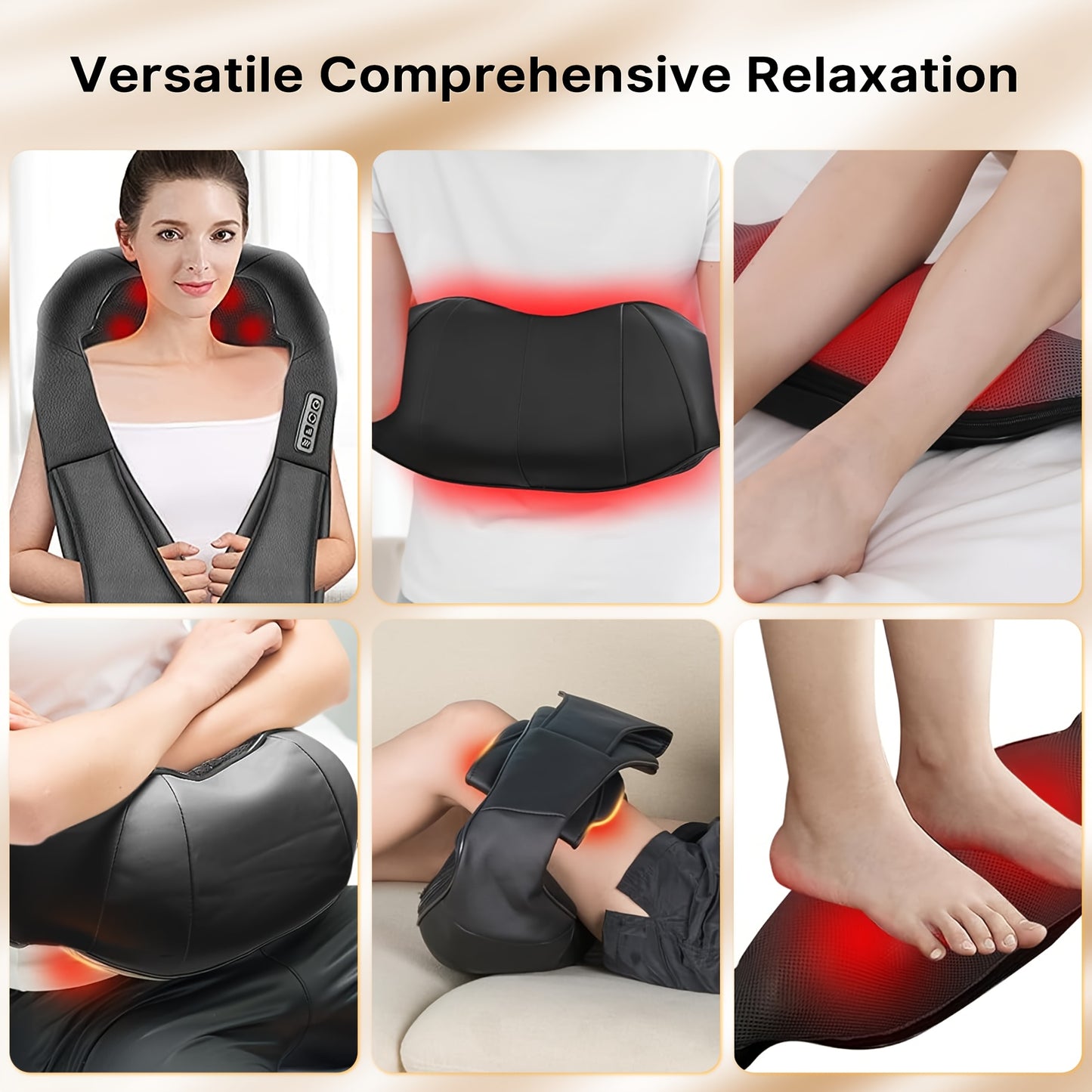 Electric Massager with Heat - 4D Deep Kneading Pillow for Neck, Back & Shoulders - Perfect for Home,