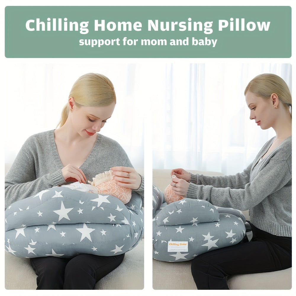 Adjustable Nursing Pillow for Breastfeeding, Feeding Pillow with Safety Fence More Support for Mom and Baby