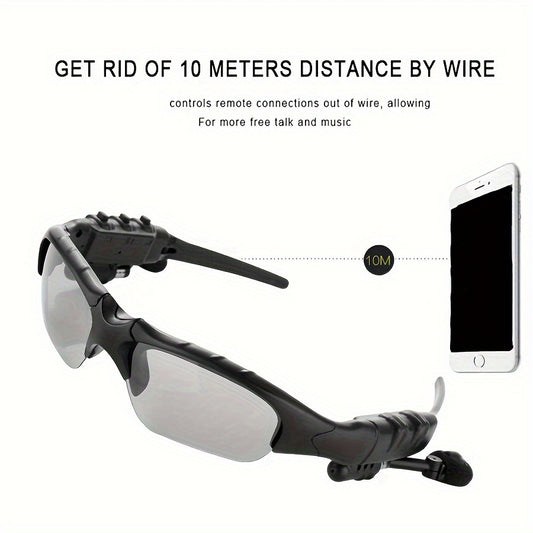 Wireless Intelligent Sports Glasses, Built-in Stereo Headphones, USB Rechargeable Lithium Batteries, Hands-free Calls, Music, Navigation Mirror Lenses, Noise Reduction, Plastic Frames for Running and Outdoor Activities