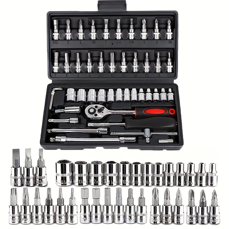 216/46pcs High-Quality Multi-Functional Heat- Auto Mechanic Tool Set - Premium Torque Wrench Set