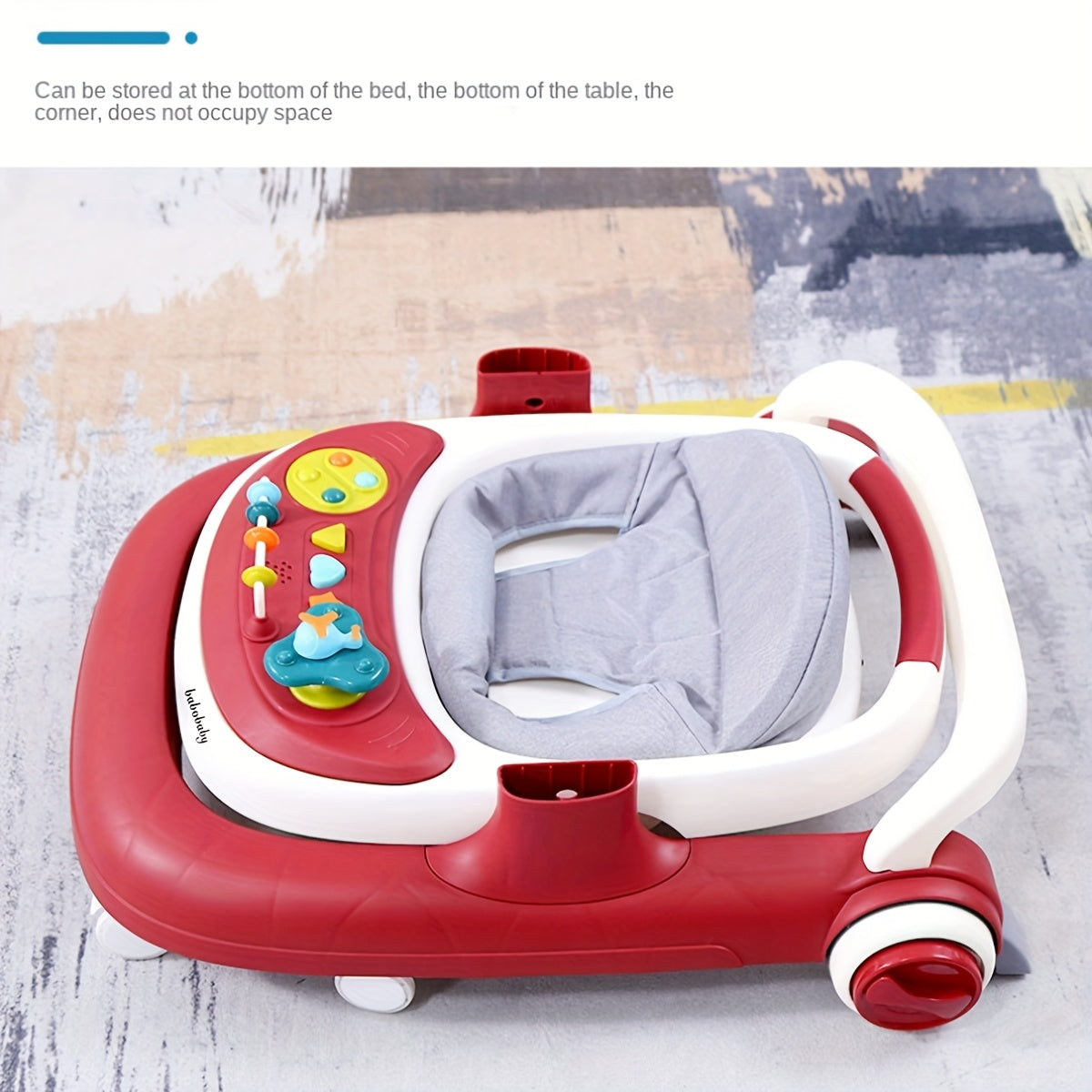 Baby Walker Foldable Activity Walker, Push Walker With Removable Feed Tray And Music Tray