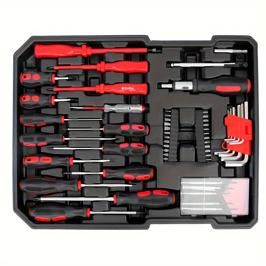 899/53 sets of tools, handheld tools portable 4-layer toolbox, easy to push and pull with rollers, automotive maintenance tools multi-functional toolbox, professional, high-end