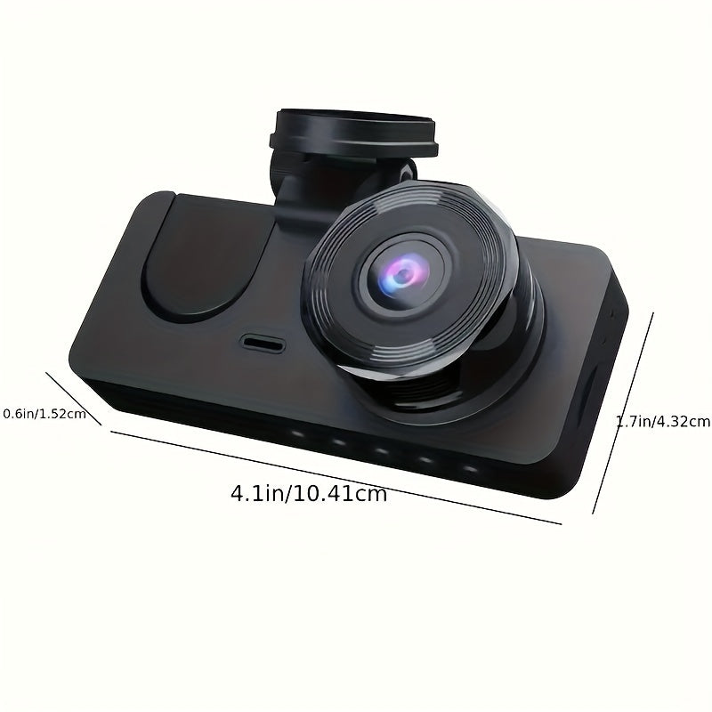 3-Channel Dash Cam, 1080P Full HD Car Camera Front Rear And Inside With Free 32GB SD Card, Dashcams For Cars With Night Vision, 24 Hours Parking Mode, WDR, G-Sensor, Motion Detection - Gift