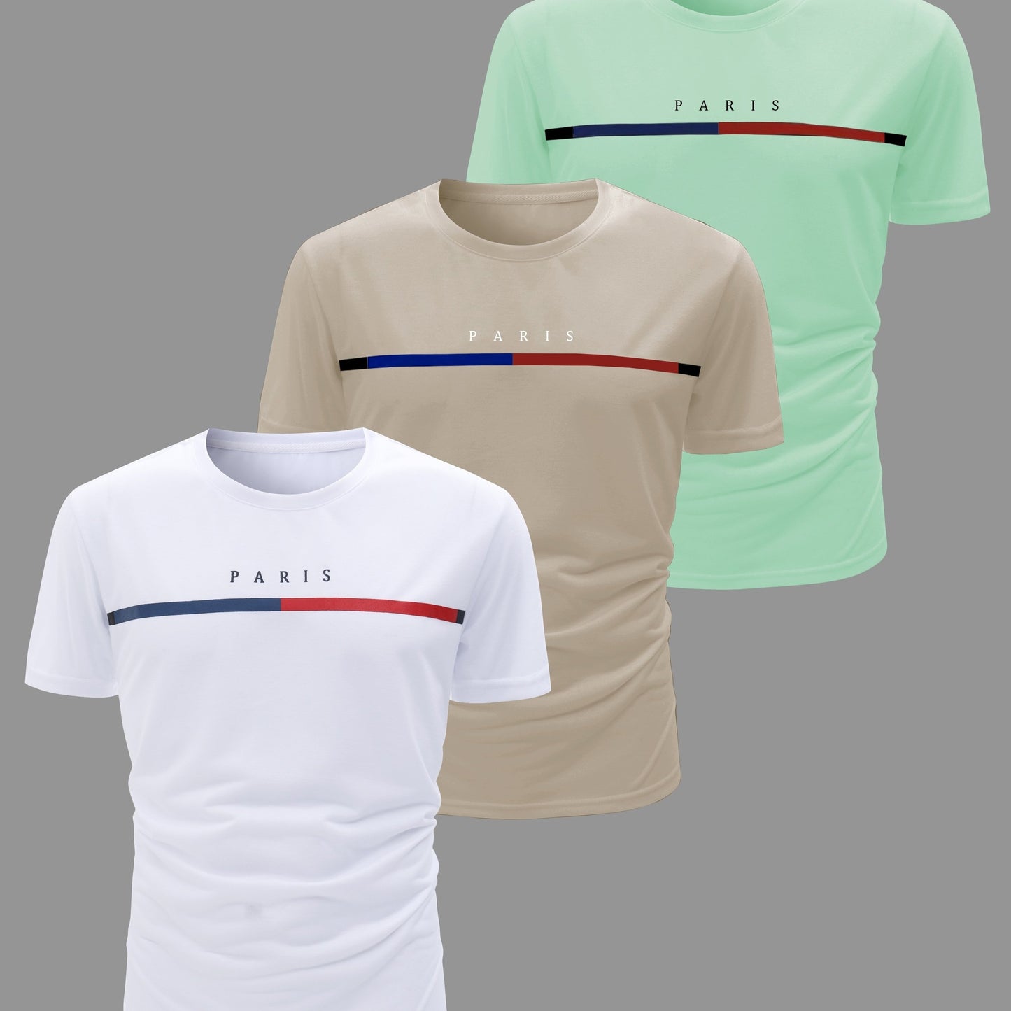 3pcs Men's Casual Short Sleeve Crew Neck T-shirts, Breathable And Lightweight For Summer Sport And Casual Wear, Outdoor Cloth