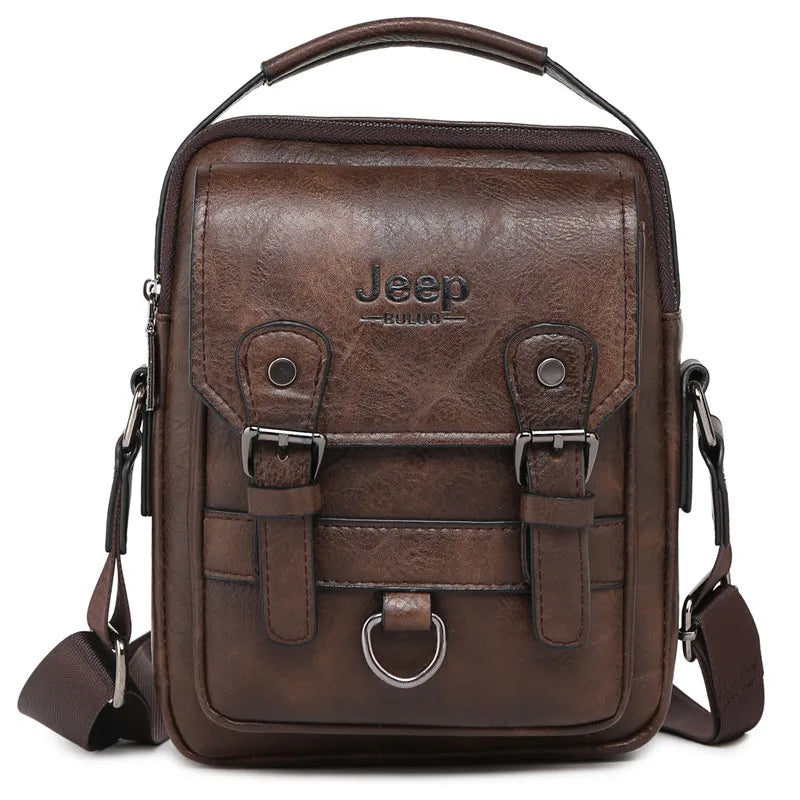 JEEP BULUO Multi-function Business Handbags Men Shoulder Bag Large Capacity Leather Messenger Bag Crossbody Big Brand