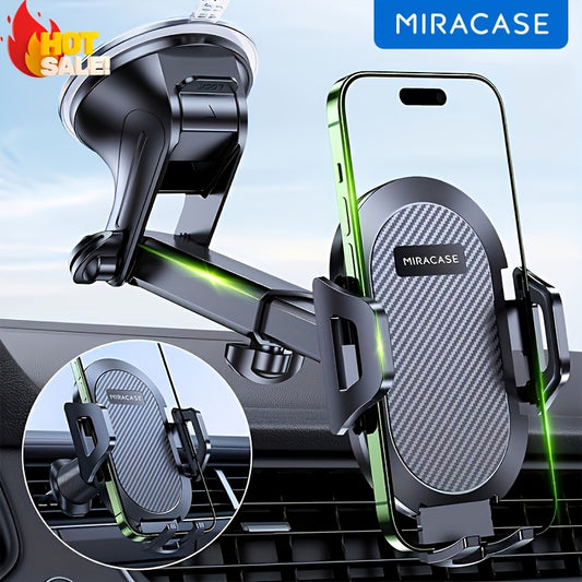 Miracase 3-in-1 Car Phone Mount - Super Suction Dashboard & Air Vent Holder with Telescopic Arm, Adjustable Cradle for All Phones, Quick Release, Durable Metal Hooks