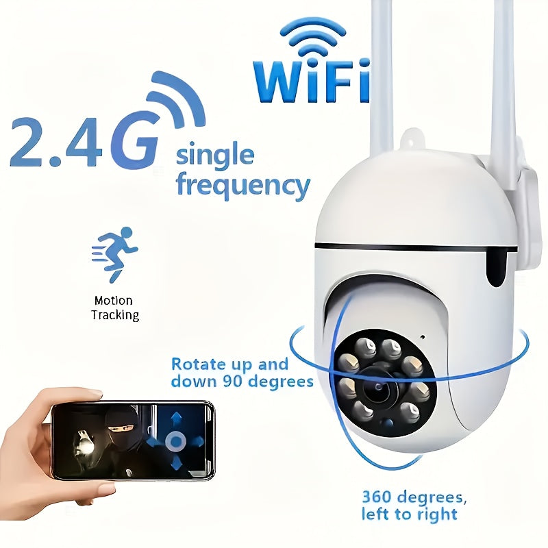 1pc 1080p HD Wireless Security Camera with Color Night Vision, 2-Way Audio,