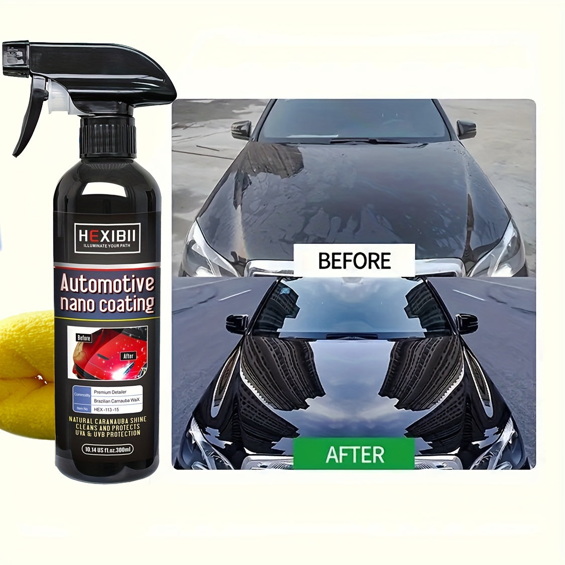 3 In 1 High Protection Quick Car Coating Spray, Multi-functional Coating Renewal Agent, Ceramic Car Coating Agent Spray, Plastic Parts Refurbish Agent, Fast-Acting Coating Spray 300ml/10.5oz