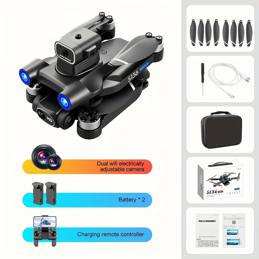 GPS Drone With 4K Camera For Adults, Brushless Motor, RC Quadcopter With Auto Return, Follow Me, Circle Fly, Waypoint Fly, Altitude Hold With 2*Battery