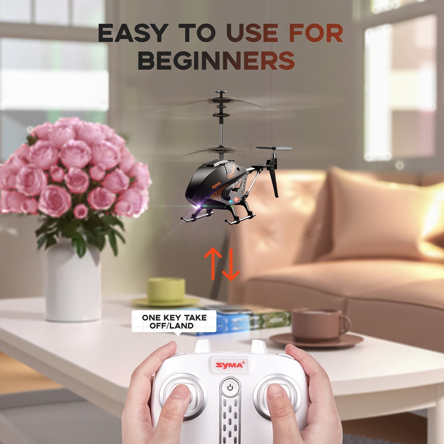 SYMA Remote Controlled Helicopter Q20 RC Aircraft with Altitude Hold, One Key take Off/Landing, 3.5 Channel, Gyro Stabilizer, High &Low Speed, LED Light Indoor to Fly UFO Gift for Kid Beginner