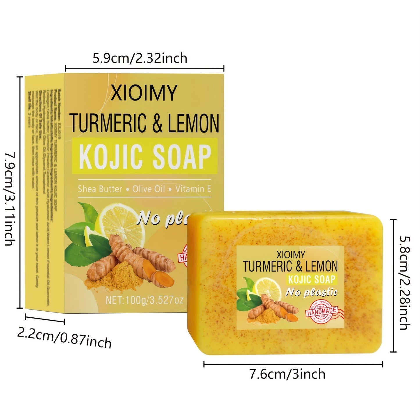 6pcs Turmeric And Lemon Cleansing And Brightening Soap, Deep Cleans The Face And Body Skin,