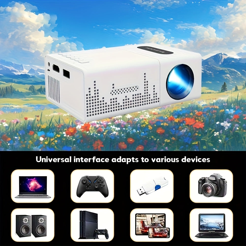 3000+ Lumens Vivid HD Home Theater Projector - Portable Mini Projector for Outdoor Movie Nights with 1080P Resolution, Built-in Audio, and Multi-Interface Connectivity for Smartphone, USB, SD Memory Card, HDTV, AV, and USB De