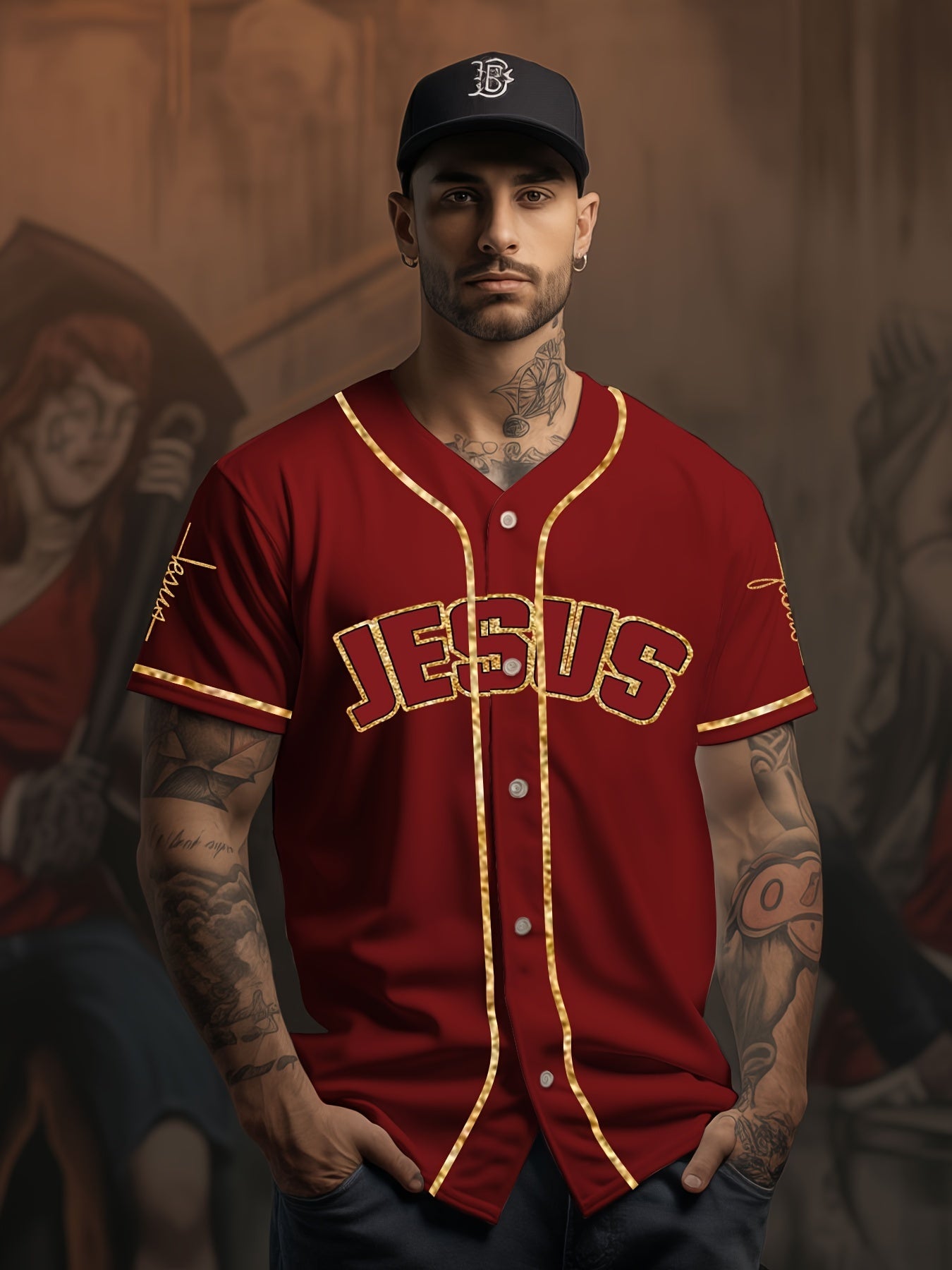 Men's Fashionable Retro Baseball Jersey - Breathable,Sports Uniform for Training, Competition,