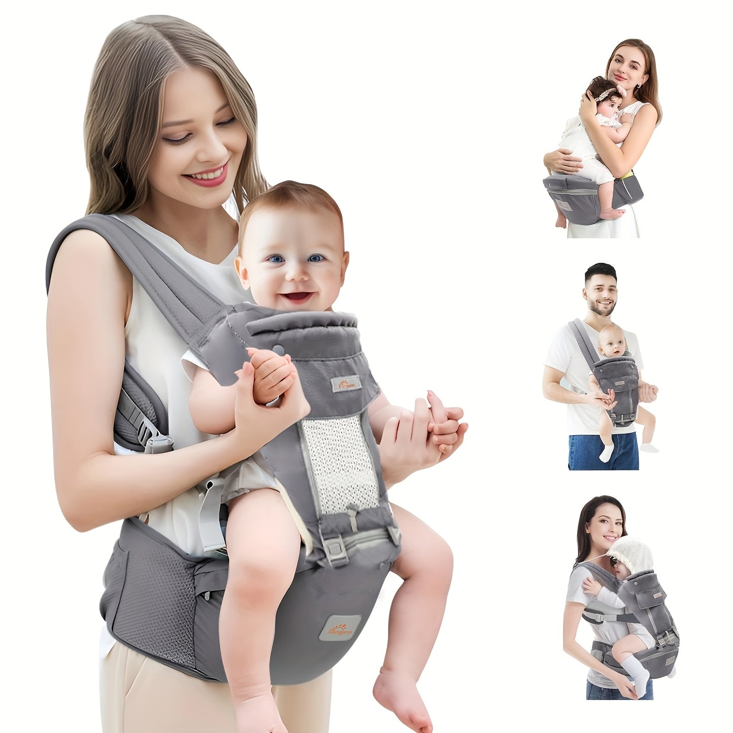 Baby Carrier With Hip Seat, 6 In 1 Baby Carrier Newborn To Toddler, & All Position Baby Holder Carrier For Breastfeeding