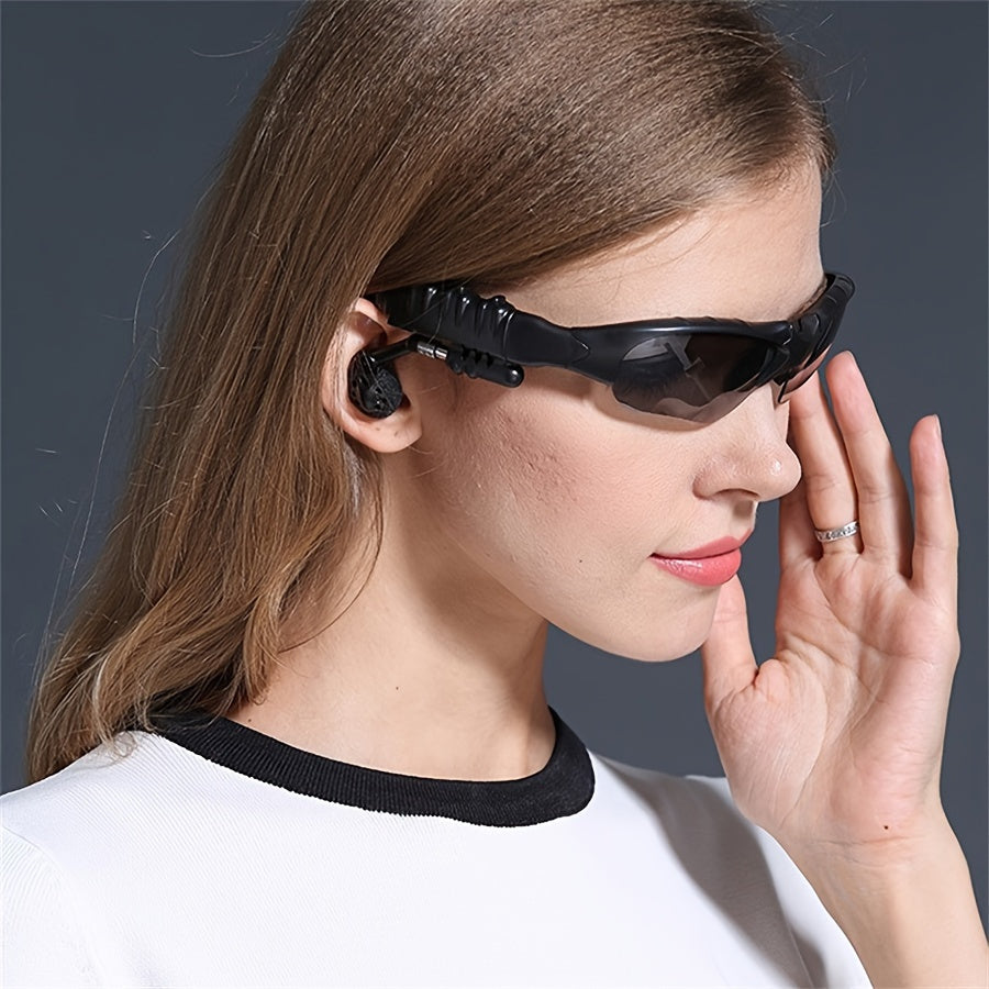 Wireless Intelligent Sports Glasses, Built-in Stereo Headphones, USB Rechargeable Lithium Batteries, Hands-free Calls, Music, Navigation Mirror Lenses, Noise Reduction, Plastic Frames for Running and Outdoor Activities