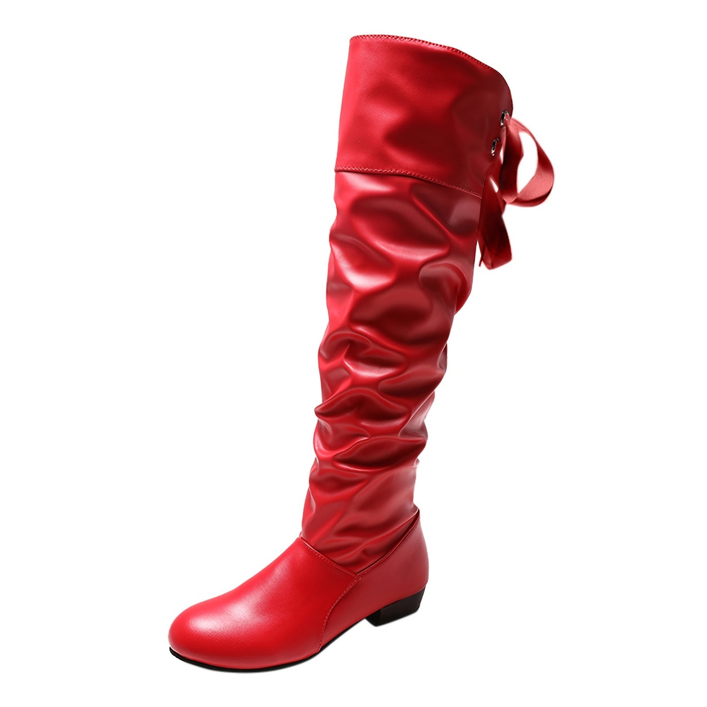 [Knee-High Boots with Bow Detail] [Comfortable Boots] , Available in White, Black, Red