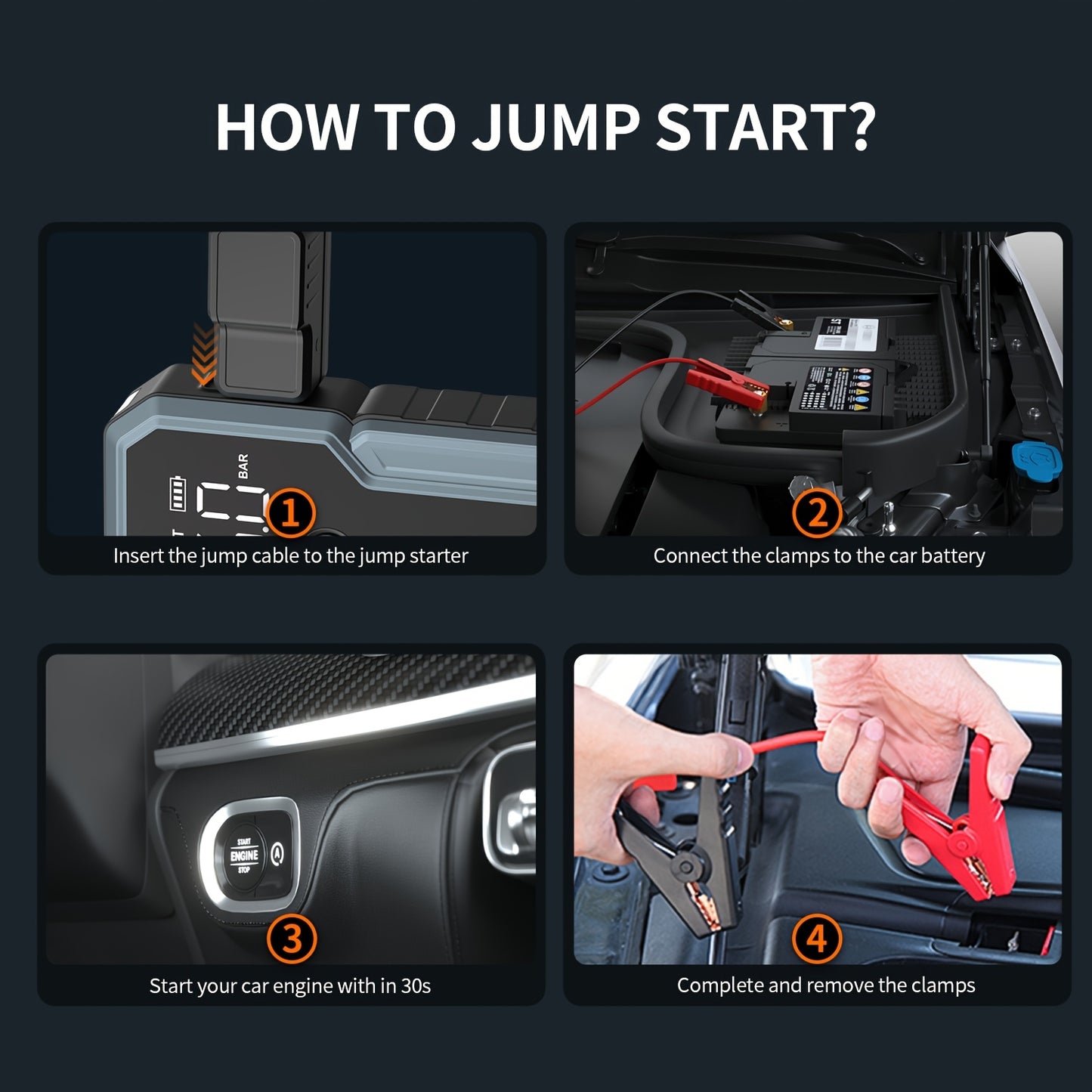 FEATOU Car Jumper Starter Portable- 5000A Peak Jump Starter With Quick Charge