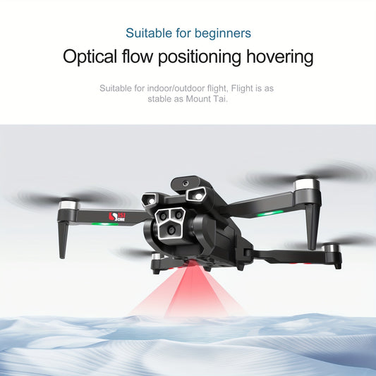 4K HD Three Camera Brushless Drone - Intelligent Obstacle Avoidance,, Auto Return, One-Touch Take-Off/Landing, 360° Beauty Mode, 3 Rechargeable Batteries, Carrying Case, Wi-Fi Connectivity, And Battery Powered