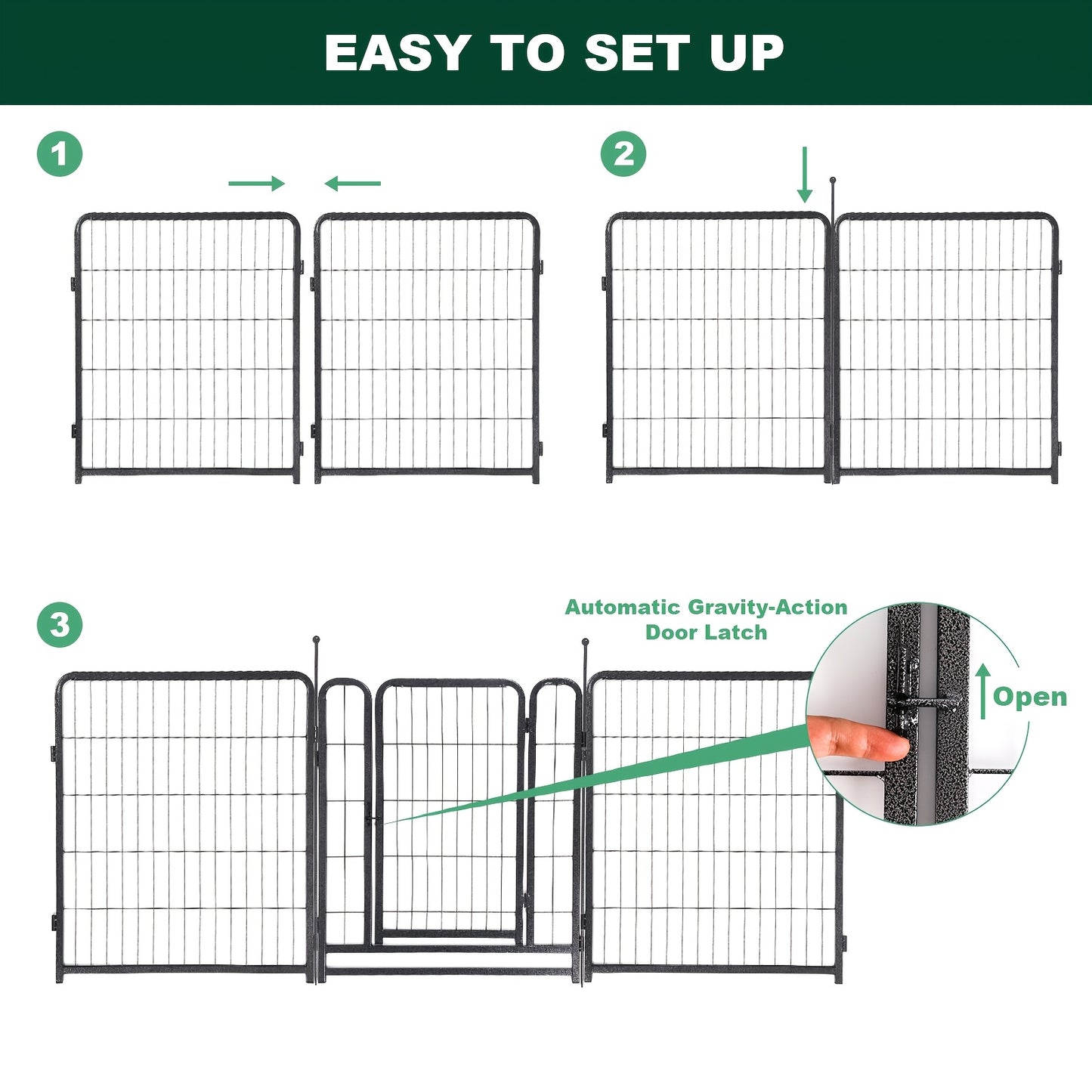16 Panels Dog Playpen For Outdoor, Yard, Camping, 31.6"Height Dog Fence With 2 Doors.