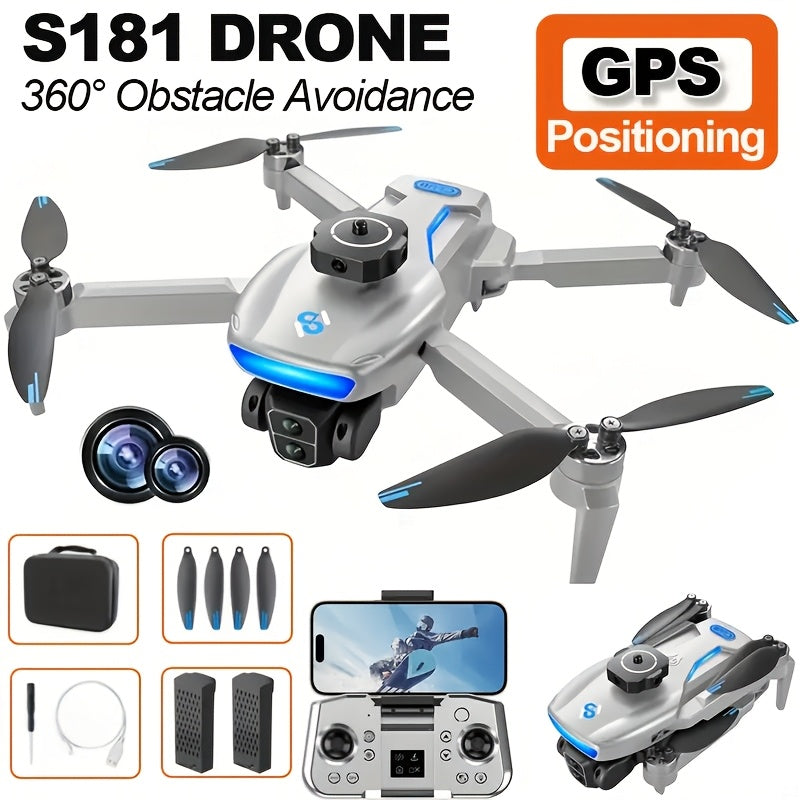 Dual Camera GPS Drone With Wi-Fi, Auto-Return, 1080p Video, Outdoor Quadcopter For Beginners, 20 Minutes Flight On Batteries, 110 Meter Altitude, 800 Meter Range - Great For Aerial Photography And Gifts (Dual Batte