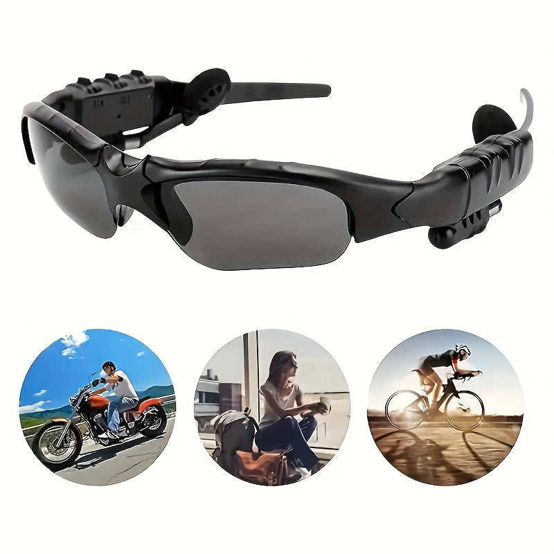 Multi-Functional Wireless Glasses 2-in-1 Headset with Mic USB Charging, 55mAh Rechargeable Polymer Battery, Driving Eyewear for Cycling Travel Outdoor Activities