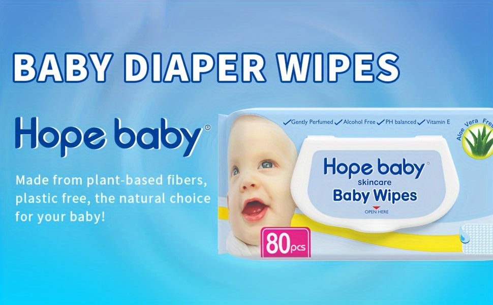 HOPE BABY 480 Ct Toddler Diaper Wipes, Baby Wipes Sensitive Pure Wet Wipes Protection With Flip Top Dispenser, Hypoallergenic, Pack Of 6